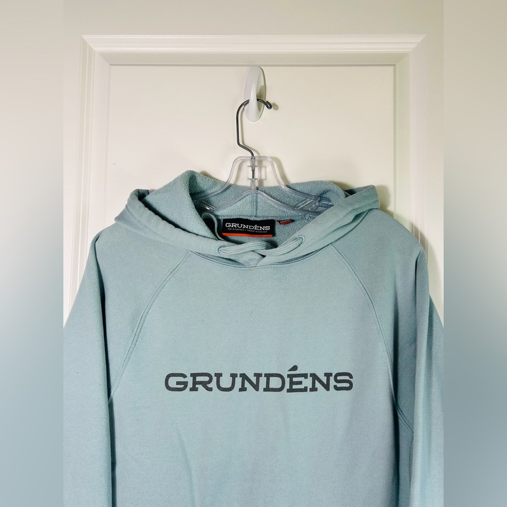 Grundens Fishing Supply Hoodie Mens Medium Teal/Blue Fleece Sweatshirt Pullover - Picture 3 of 10